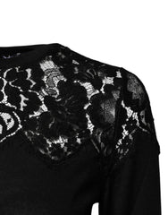Dolce & Gabbana Black Floral Lace Long Sleeves Blouse Top