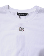 Dolce & Gabbana White Cotton Sleeveless Round Neck Tank Top