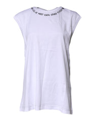 Dolce & Gabbana White Cotton Sleeveless Printed Tank T-shirt
