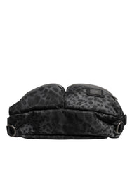 Dolce & Gabbana Black Gray Leopard DG Logo Belt Waist Fanny Pack Bag