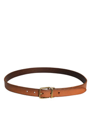 Dolce & Gabbana Brown Leather Gold Tone Metal Buckle Belt