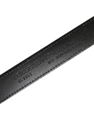 Dolce & Gabbana Green Leather Silver Tone Metal Buckle Belt