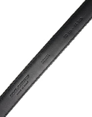 Dolce & Gabbana Black White Silver Tone Metal Buckle Belt