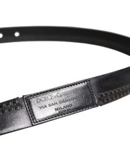 Dolce & Gabbana Black Leather Silver Tone Metal Buckle Belt