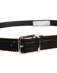 Dolce & Gabbana Brown Velvet Metal Buckle Classic Belt
