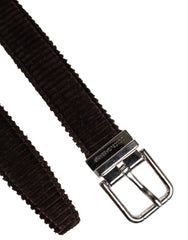 Dolce & Gabbana Brown Velvet Metal Buckle Classic Belt