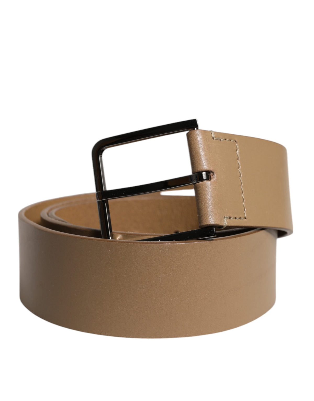 Dolce & Gabbana Brown Leather Classic Metal Logo Buckle Belt