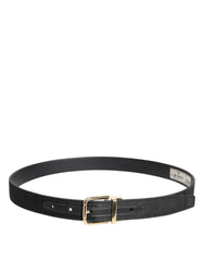 Dolce & Gabbana Black Classic Gold Metal Logo Buckle Belt