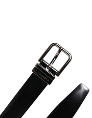 Dolce & Gabbana Black Solid Leather Classic Waist Buckle Belt
