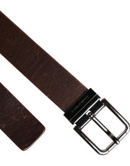 Dolce & Gabbana Brown Leather Classic Metal Logo Buckle Belt