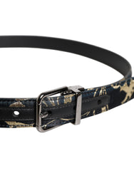 Dolce & Gabbana Multicolor Jacquard Leather Logo Buckle Belt