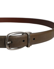 Dolce & Gabbana Brown Leather Classic Metal Logo Buckle Belt