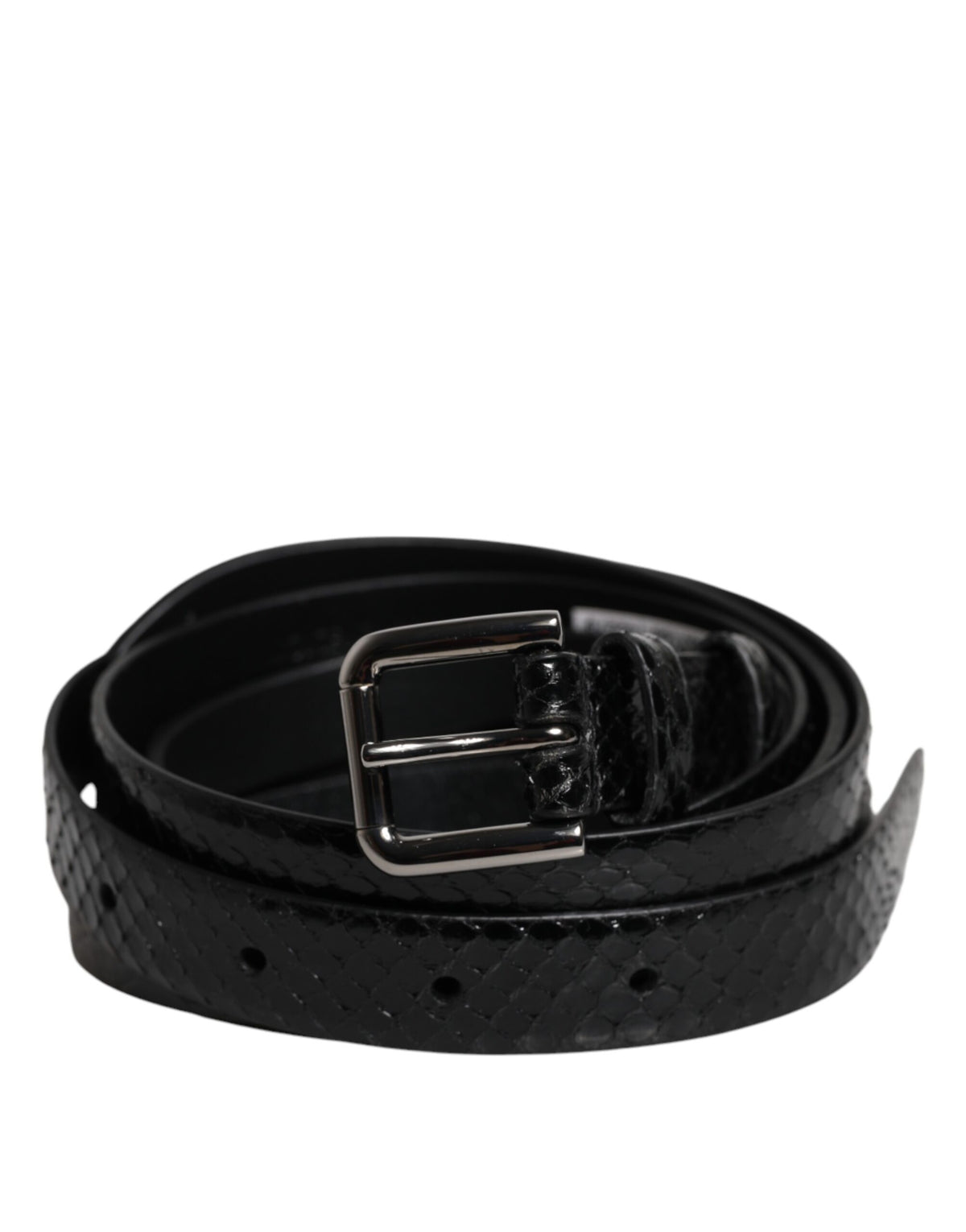 Dolce & Gabbana Black Leather Classic Metal Logo Buckle Belt