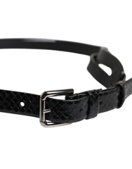 Dolce & Gabbana Black Leather Classic Metal Logo Buckle Belt
