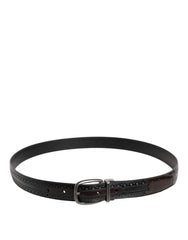 Dolce & Gabbana Black Brown Leather Classic Metal Buckle Belt