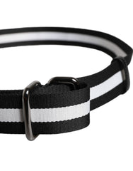 Dolce & Gabbana Black Yellow Logo Striped Metal Buckle Belt