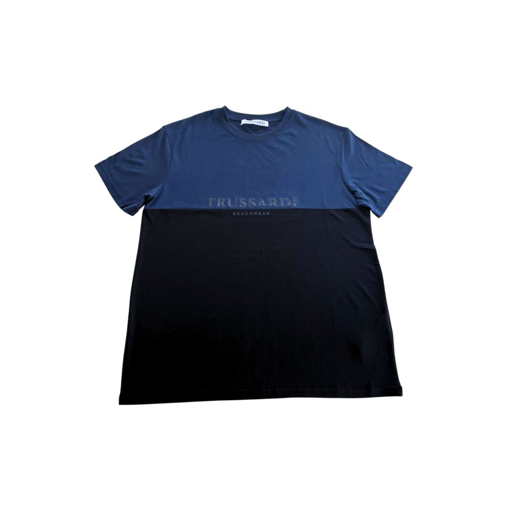 Trussardi Beachwear Blue Cotton Men T-Shirt