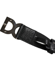 Dolce & Gabbana Black White Printed Metal Logo Buckle Belt