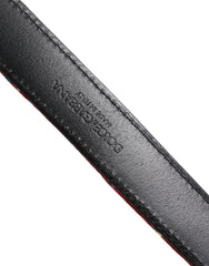 Dolce & Gabbana Red Floral DG Embellished Metal Buckle Belt