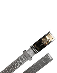 Dolce & Gabbana Silver Classic Gold Logo Plaque Buckle Belt