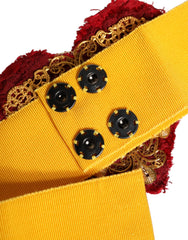 Dolce & Gabbana Yellow Stretch Wide Waist Heart Embellished Belt