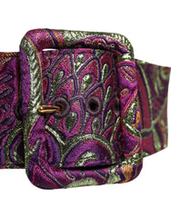 Dolce & Gabbana Multicolor Floral Jacquard Wide Waist Belt