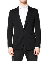 Dolce & Gabbana Black Wool Slim Fit Coat Blazer Jacket Suit