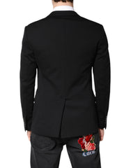 Dolce & Gabbana Black Wool Slim Fit Coat Blazer Jacket Suit