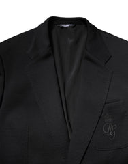 Dolce & Gabbana Black Wool Slim Fit Coat Blazer Jacket Suit