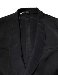 Dolce & Gabbana Black Silk Single Breasted Coat Blazer Suit