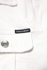 Dolce & Gabbana White Graffiti Cotton Stretch Denim Jacket