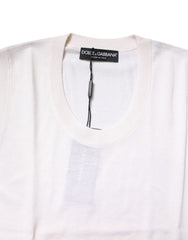 Dolce & Gabbana White Sleeveless Cashmere Round Neck Tank Top