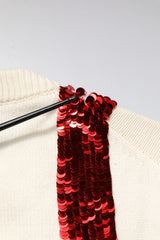 Dolce & Gabbana White Sequined Crew Neck Pullover Sweater