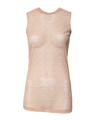 Dolce & Gabbana Beige Nylon Logo Monogram Sleeveless Tank Top