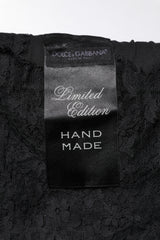 Dolce & Gabbana Black Lace Sheer Sacred Heart Crew Neck Top