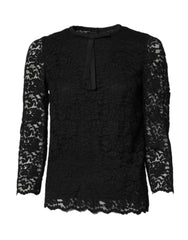Dolce & Gabbana Black Lace STAFF Crew Neck Long Sleeves Top