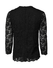 Dolce & Gabbana Black Lace STAFF Crew Neck Long Sleeves Top