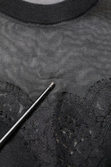 Dolce & Gabbana Black Lace Sheer Crew Neck Sleeveless Top