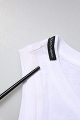 Dolce & Gabbana White Cotton Sleeveless Crew Neck T-shirt
