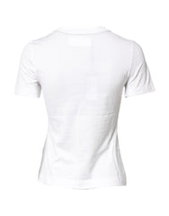 Dolce & Gabbana White Cotton Graphic Print Crew Neck T-shirt