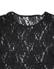 Dolce & Gabbana Black Floral Lace Long Sleeves Pullover Top