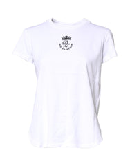 Dolce & Gabbana White Logo Crown Cotton Crew Neck T-shirt