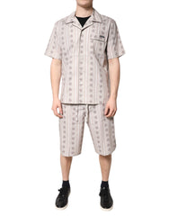 Dolce & Gabbana Beige Floral Print Cotton Men Pajama Set Sleepwear