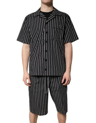 Dolce & Gabbana Black White Stripes Cotton Men Pajama Set Sleepwear