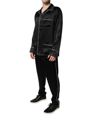Dolce & Gabbana Black Silk Shirt Pants Pajama Set Sleepwear
