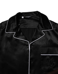 Dolce & Gabbana Black Silk Shirt Pants Pajama Set Sleepwear