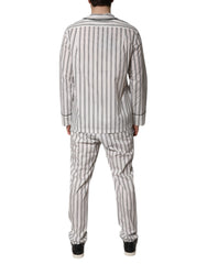 Dolce & Gabbana White Black Stripes Cotton Men Pajama Set Sleepwear