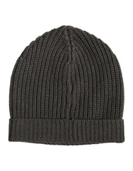 Dolce & Gabbana Dark Gray Cashmere Knit Winter Beanie Hat