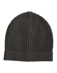 Dolce & Gabbana Dark Gray Cashmere Knit Winter Beanie Hat