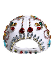 Dolce & Gabbana White Multicolor Crystal Embellish Baseball Cap